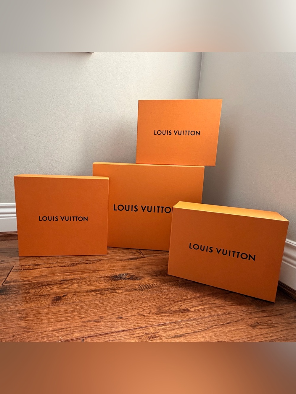 Louis Vuitton Orange Signature boxes *with ribbon*